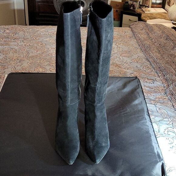 NINE WEST LONG BLACK SUEDE KNEE BOOT - Picture 3 of 16